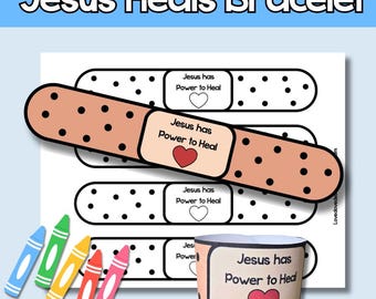 Jesus Heals Printable Bracelet Craft,Jesus Heals Bandaid Bible Verse Coloring Pages (PDF Download)