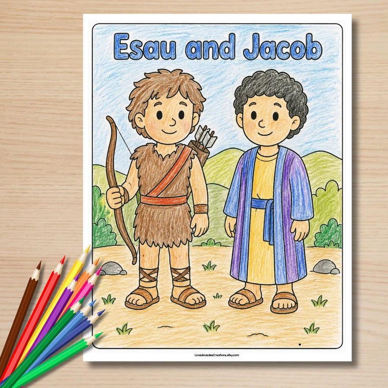 Ausmalbild zur Geschichte von Jakob und Esau, Ausmalbild: Esau verkauft sein Erstgeburtsrecht (PDF-Download) Bild 2
