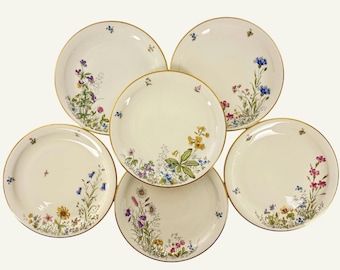 Vintage Krautheim Wiesengrund Dinner Plates Gold Rim Wildflower China German Porcelain - Choose your Pattern