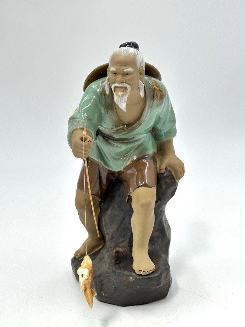 Ceramic Fisherman Figurine - Etsy