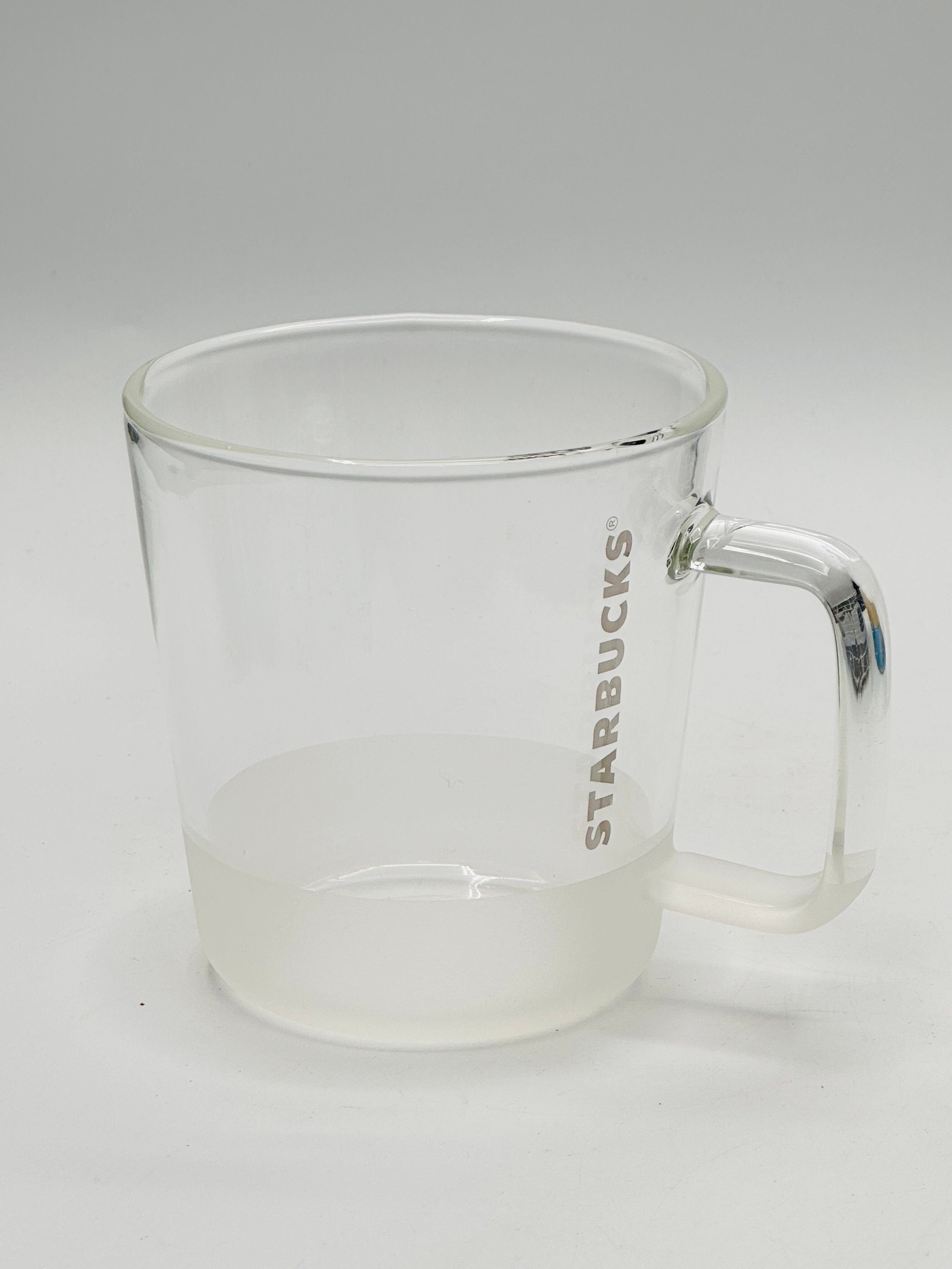 Starbucks Clear Glass Frosted Bottom Coffee Cup Mug 12 Oz Etsy