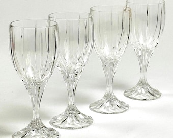 Vintage Mikasa Berkeley 7.25" Crystal Water Goblet / Wine Glass - Set of 4 - Elegant Stemware - 8 Available