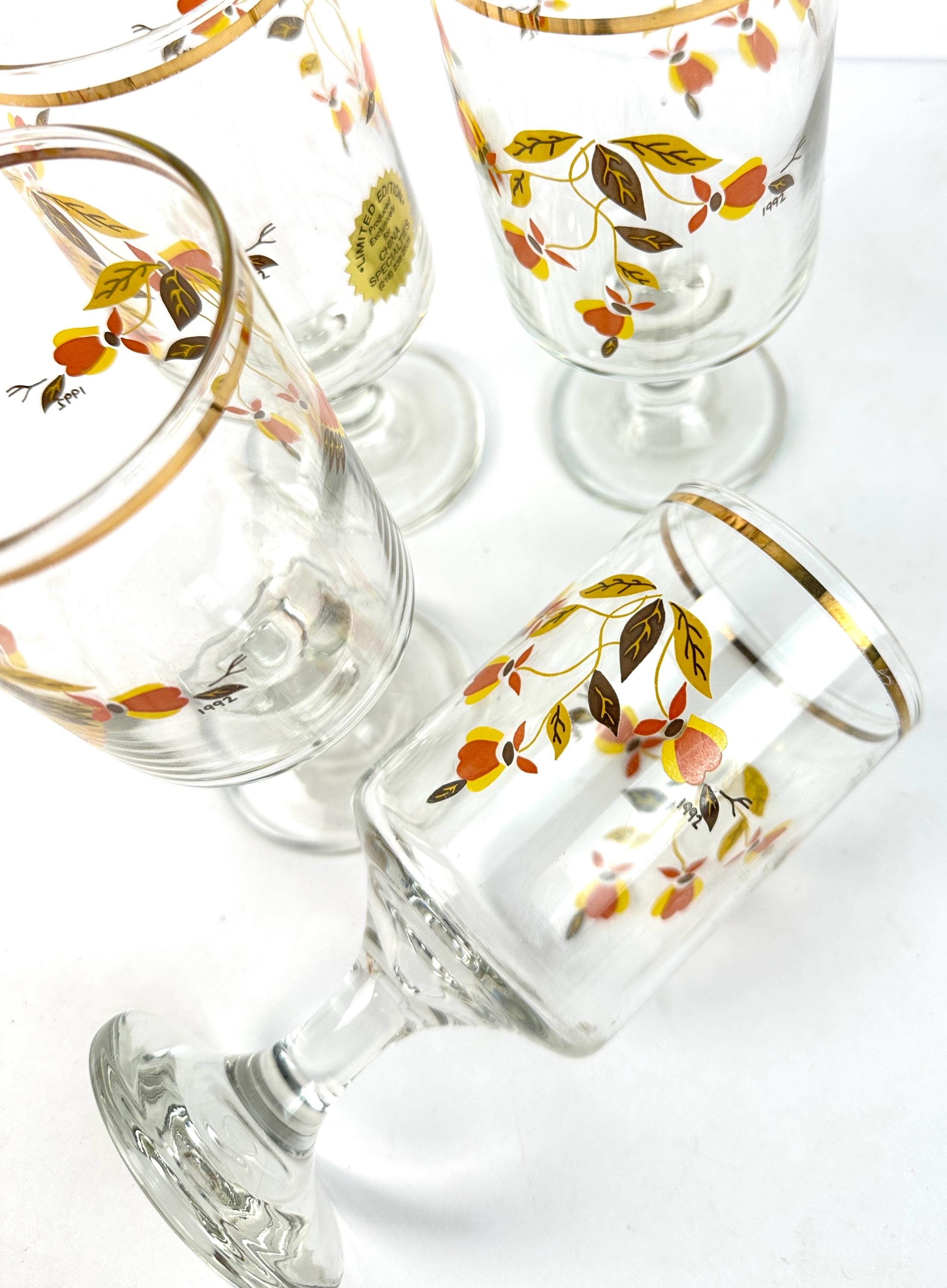 Vintage Hall Autumn Leaf Goblets – Mid-century Gold Rim Drinkware, Set ...