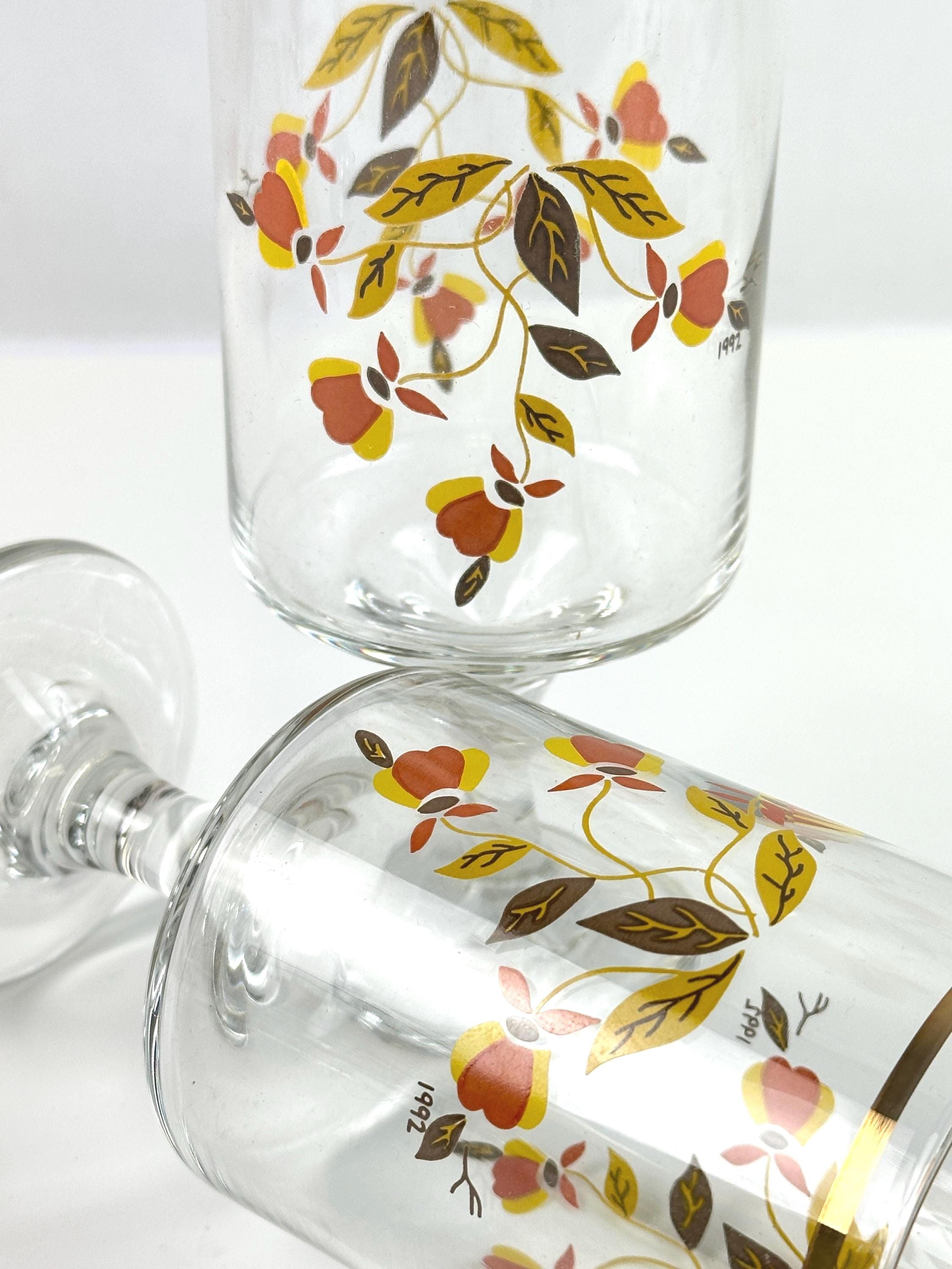 Vintage Hall Autumn Leaf Goblets – Mid-century Gold Rim Drinkware, Set ...