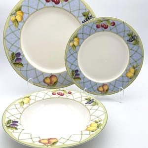 Vintage Mikasa Fruit Rapture Dinnerware Set - Set of 3 - Dinner Plate, Salad Plate, Soup Bowl - Country Chic, Rustic Elegance
