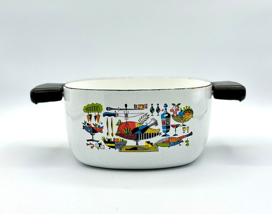 1970's Berggren Enamel Square Cooking Pot by Briard Turkey