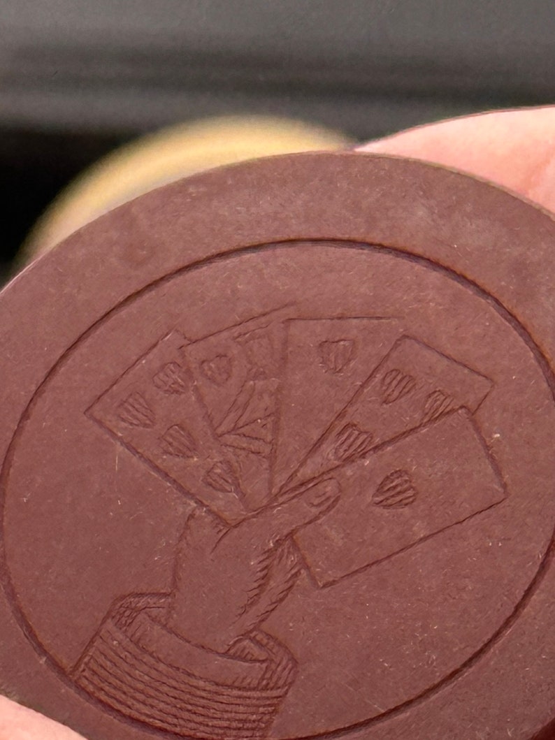 Antique Clay Poker Chips With Leather Case Etsy