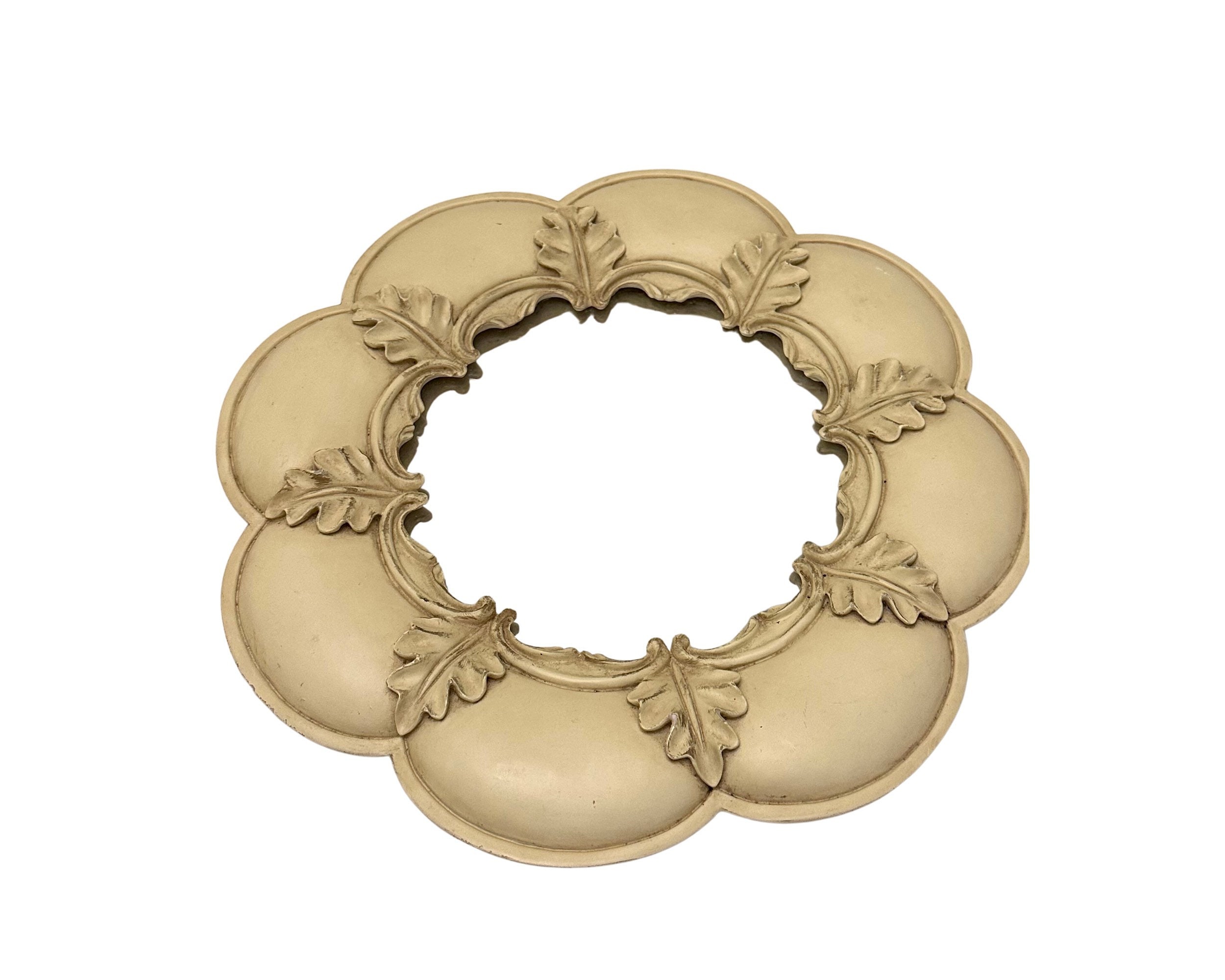 Vintage Round Wall Mirror 14 / Scalloped White Plaster Etsy