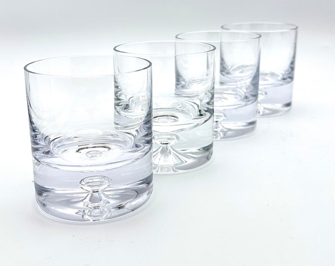 Krosno Poland Bubble Glass Rocks Set, Vintage Heavy Whiskey Glasses ...