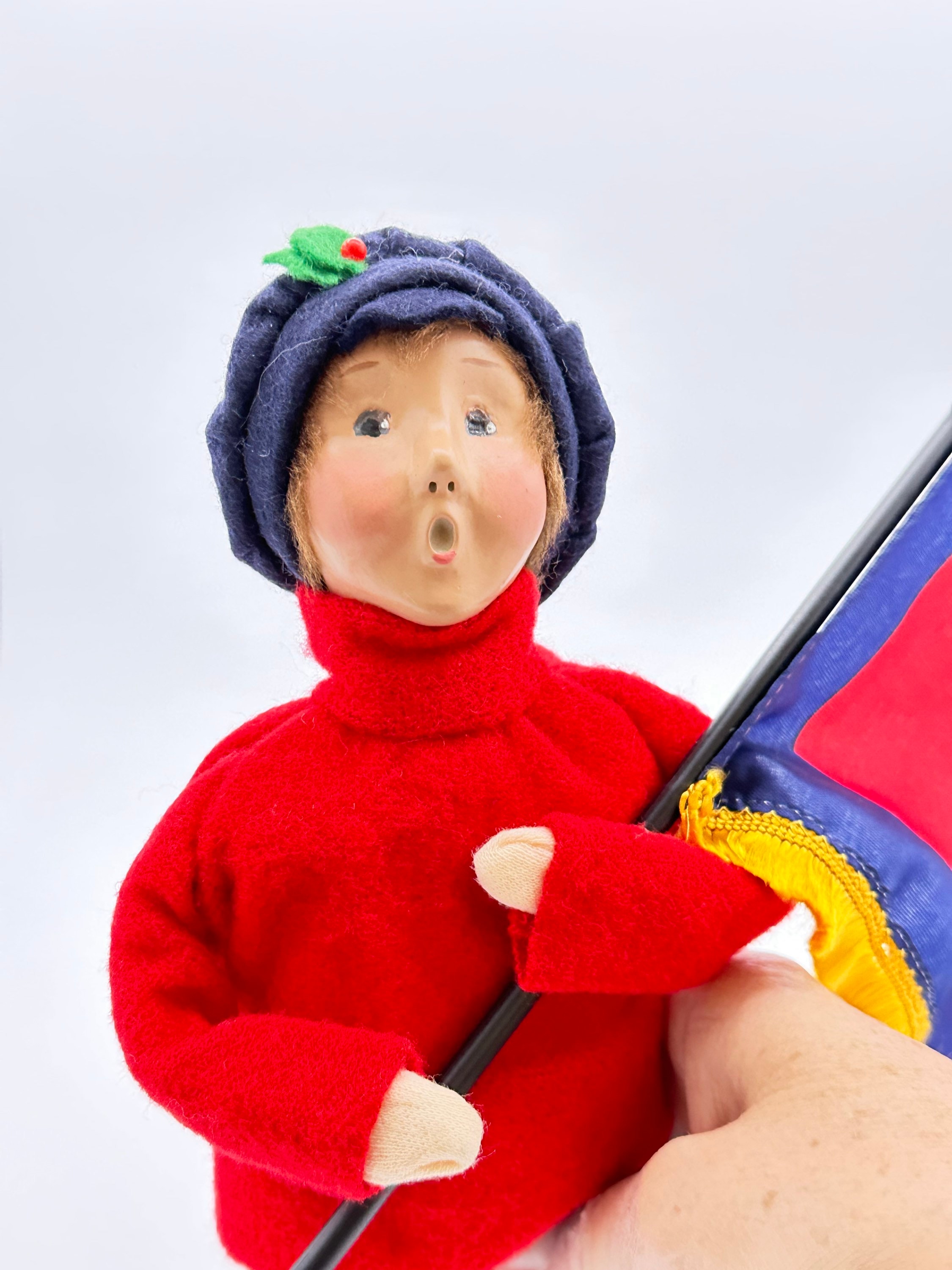 Byers Choice Caroler Doll / Boy With Flag Part of the Salvation Army