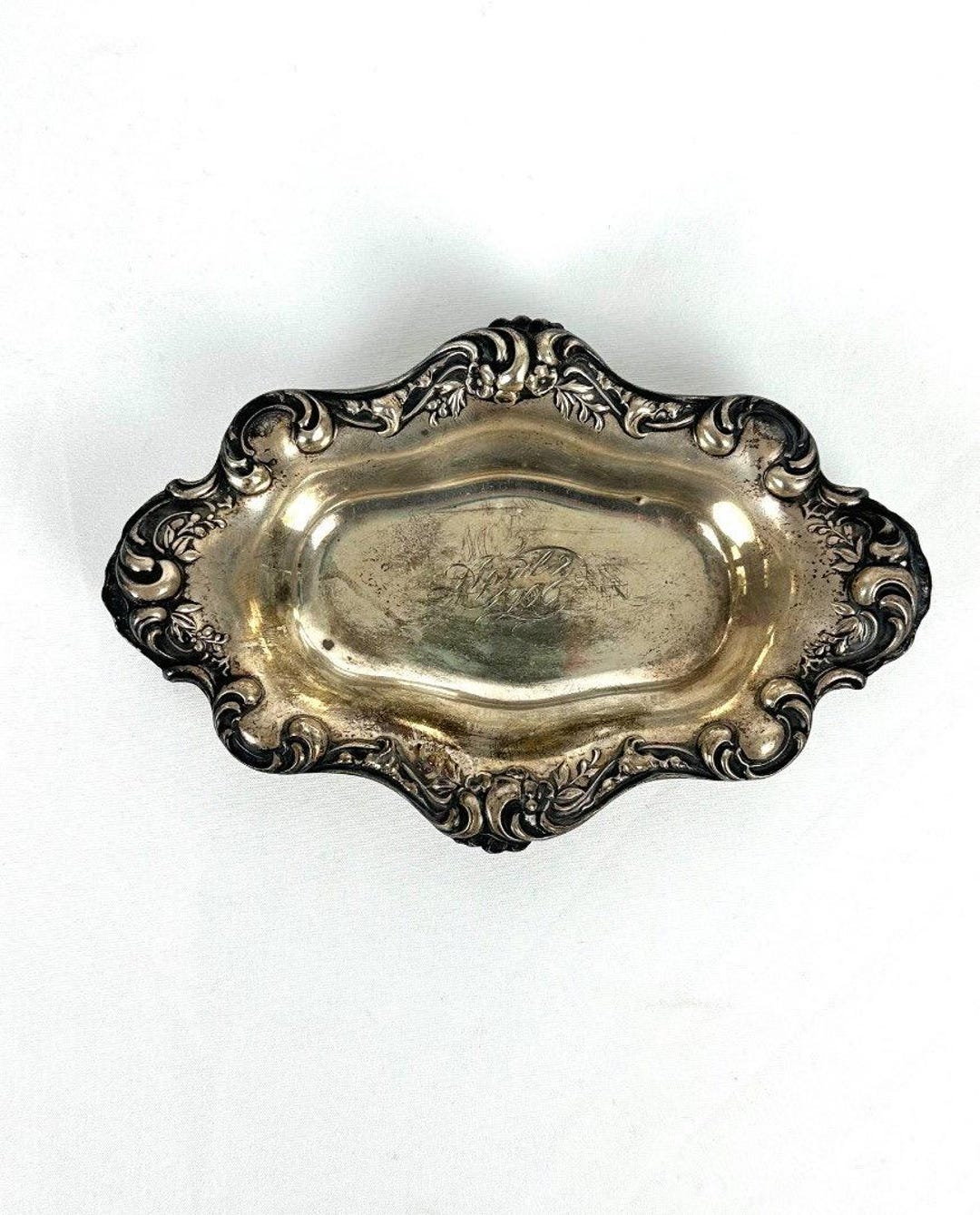 Antique Sterling Silver Nut Dish | Rococo Repousse Bon Bon Tray (1906 ...