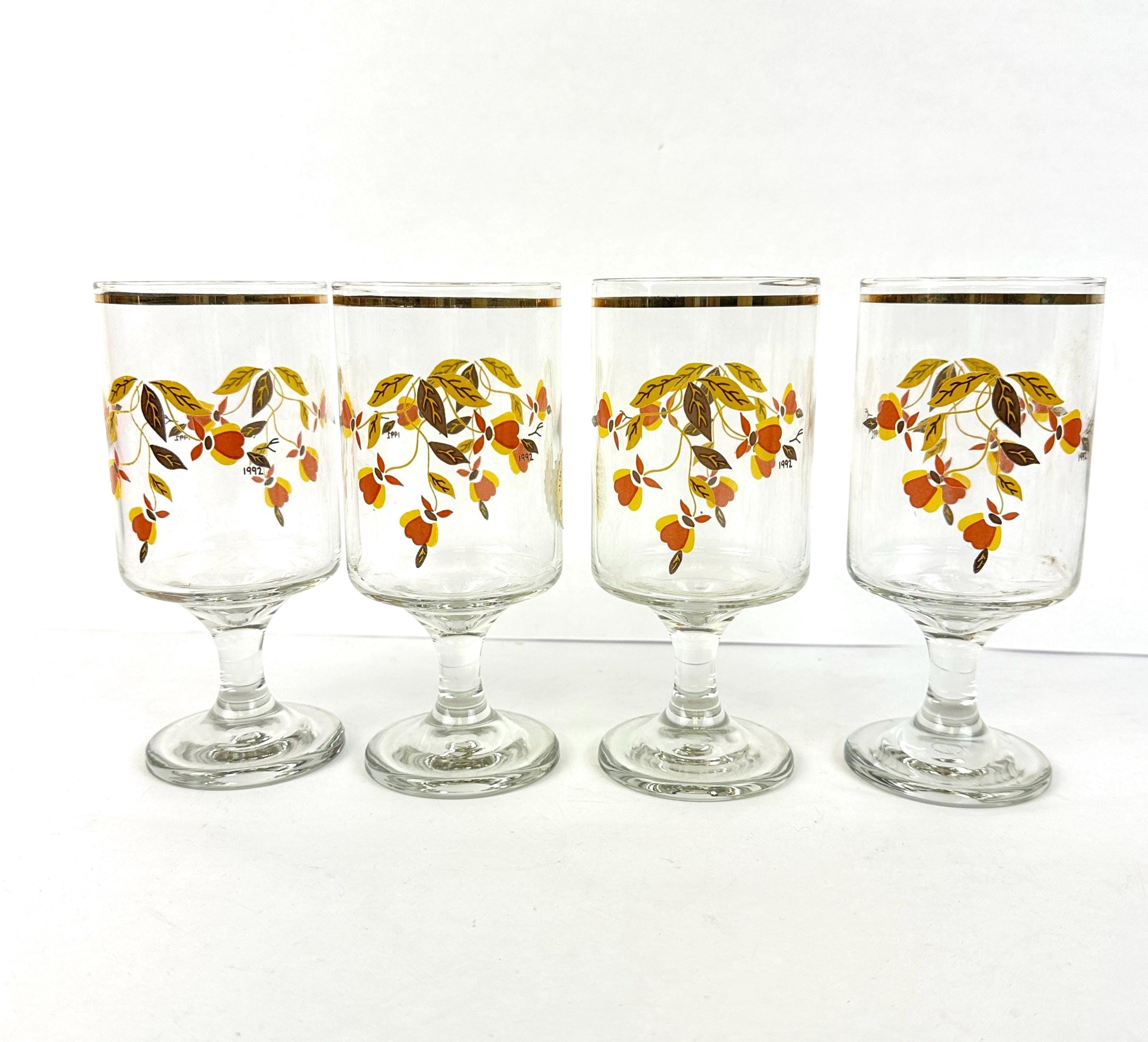 Vintage Hall Autumn Leaf Goblets – Mid-century Gold Rim Drinkware, Set ...