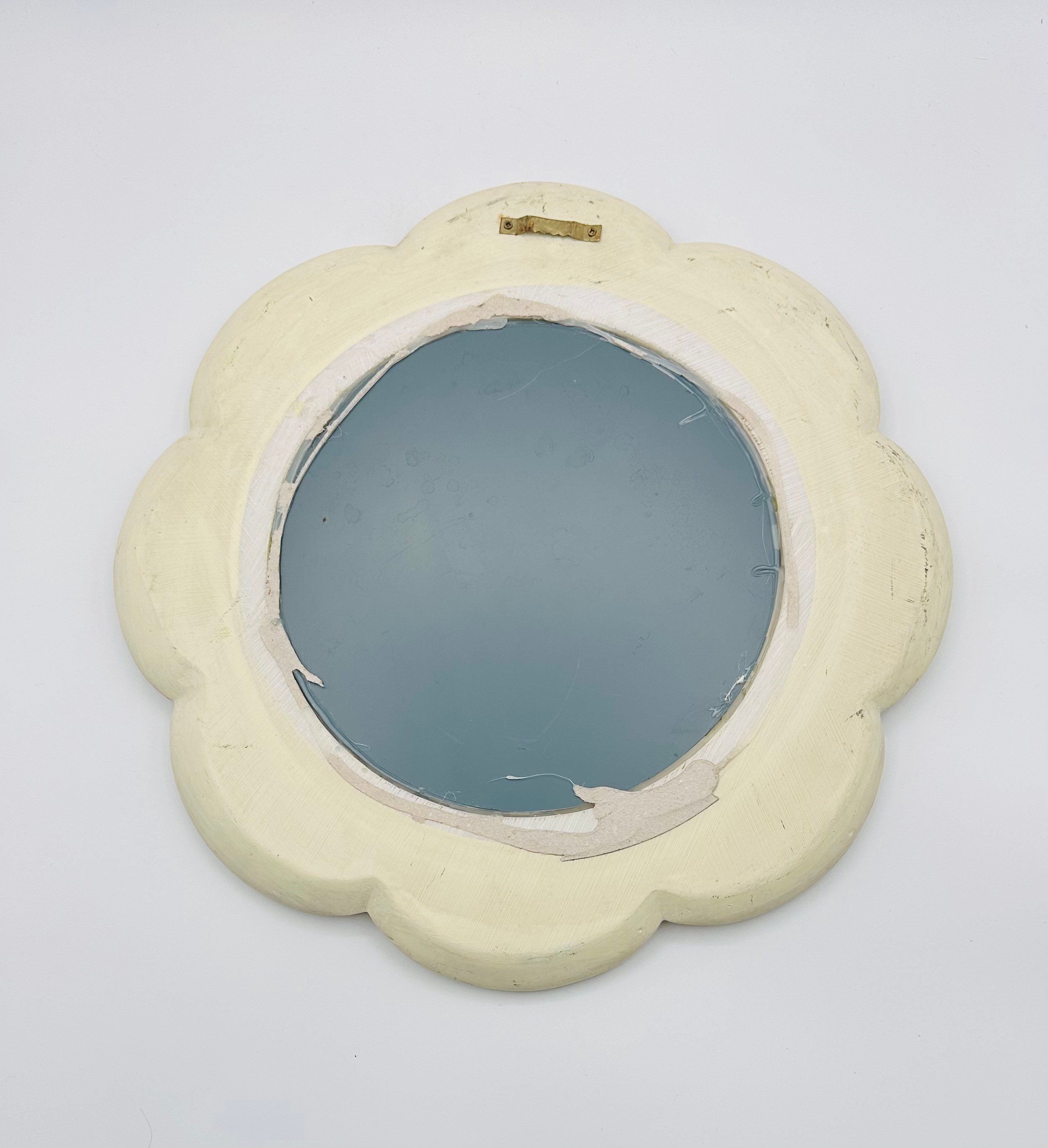 Vintage Round Wall Mirror 14 / Scalloped White Plaster Etsy