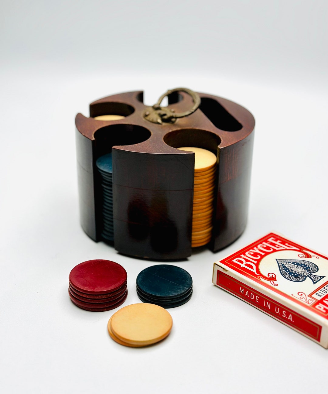 Vintage Poker Chip Holder & Clay Poker Chips / Four Slot Etsy