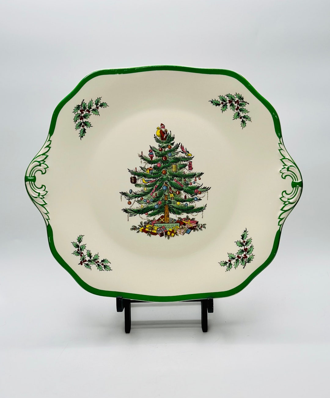 Vintage Spode Christmas Tree Cake Plate With Handles 1938 Etsy