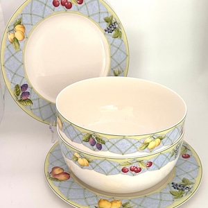 Vintage Mikasa Fruit Rapture Serving Pieces -  Large Round Serving Bowl OR Round 12&quot; Serving Platter/Chop Plate - Country Chic