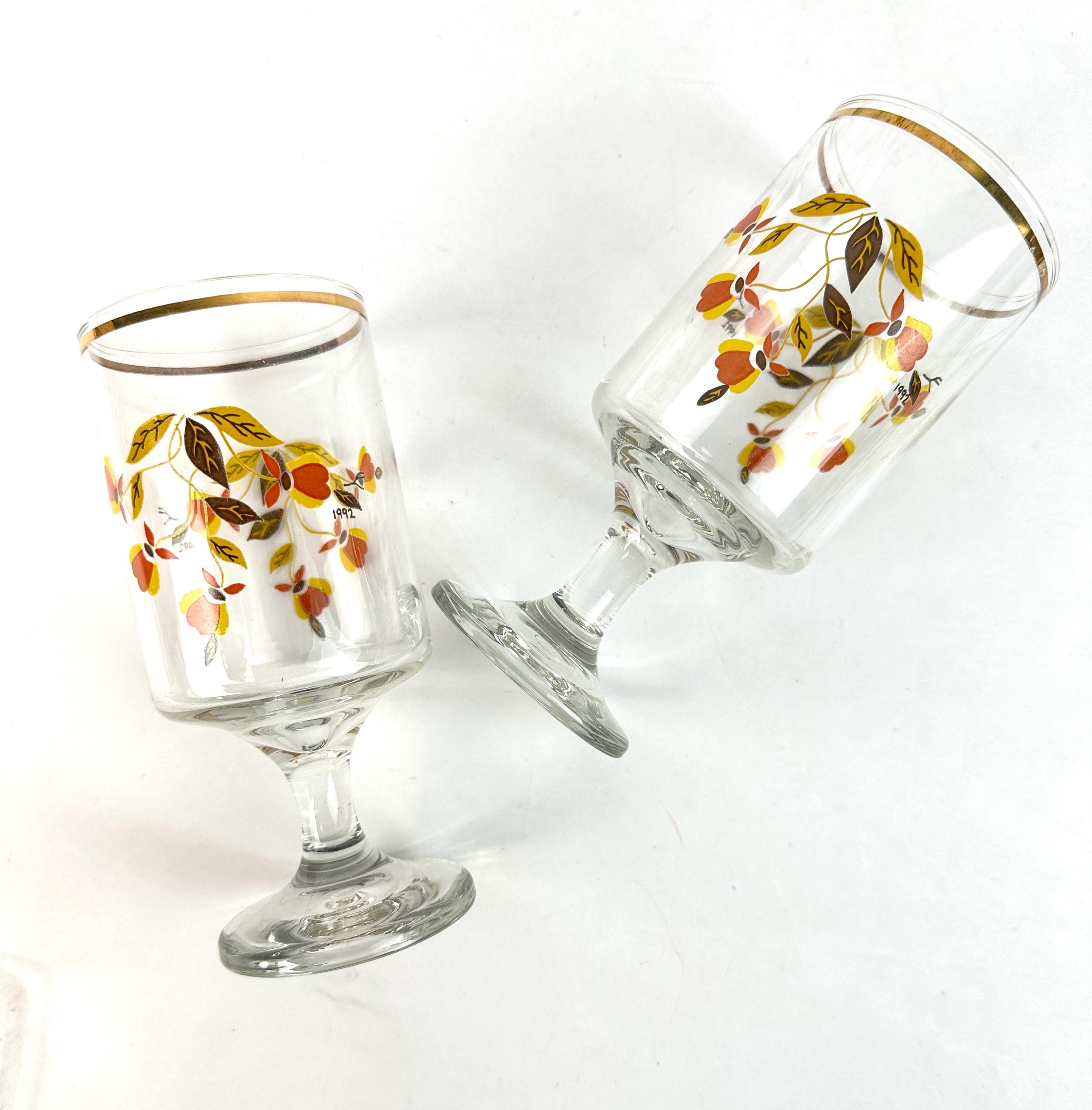 Vintage Hall Autumn Leaf Goblets – Mid-century Gold Rim Drinkware, Set ...