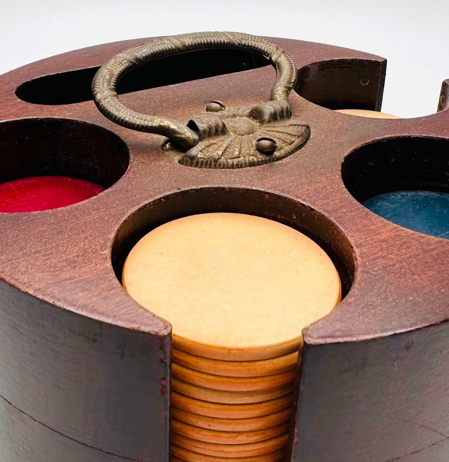 Vintage Poker Chip Holder & Clay Poker Chips / Four Slot Etsy