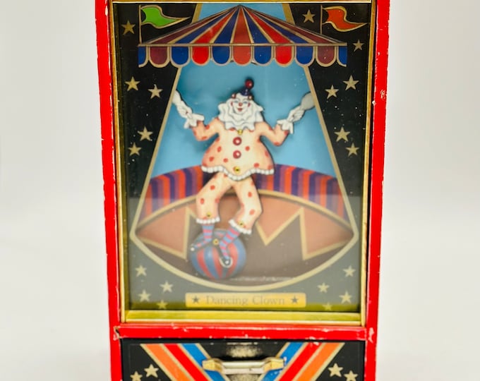 Vintage Circus Dancing Clown Jewelry Music Box the Entertainer Model 12