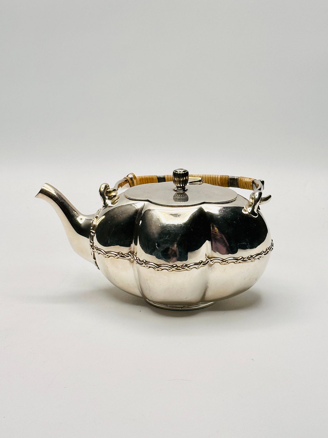 Antique Gorman Company Silver Soldered Teapot 0845 With Woven Etsy