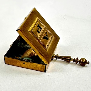 Antique Brass Cigarette Butler Personal Ashtray - Purse Butler, Pocket Ashtray - Monogrammed Collectible Tobacciana