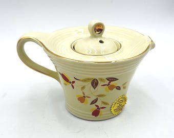 Vintage 1995 Hall China Autumn Leaf Melody Mini Teapot with Lid, Limited Edition Jewel Tea China Specialties Miniature Teapot, Autum Decor