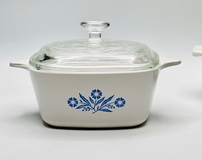 Vintage Corning Ware Square Casserole Dish / Blue Cornflower Pattern ...