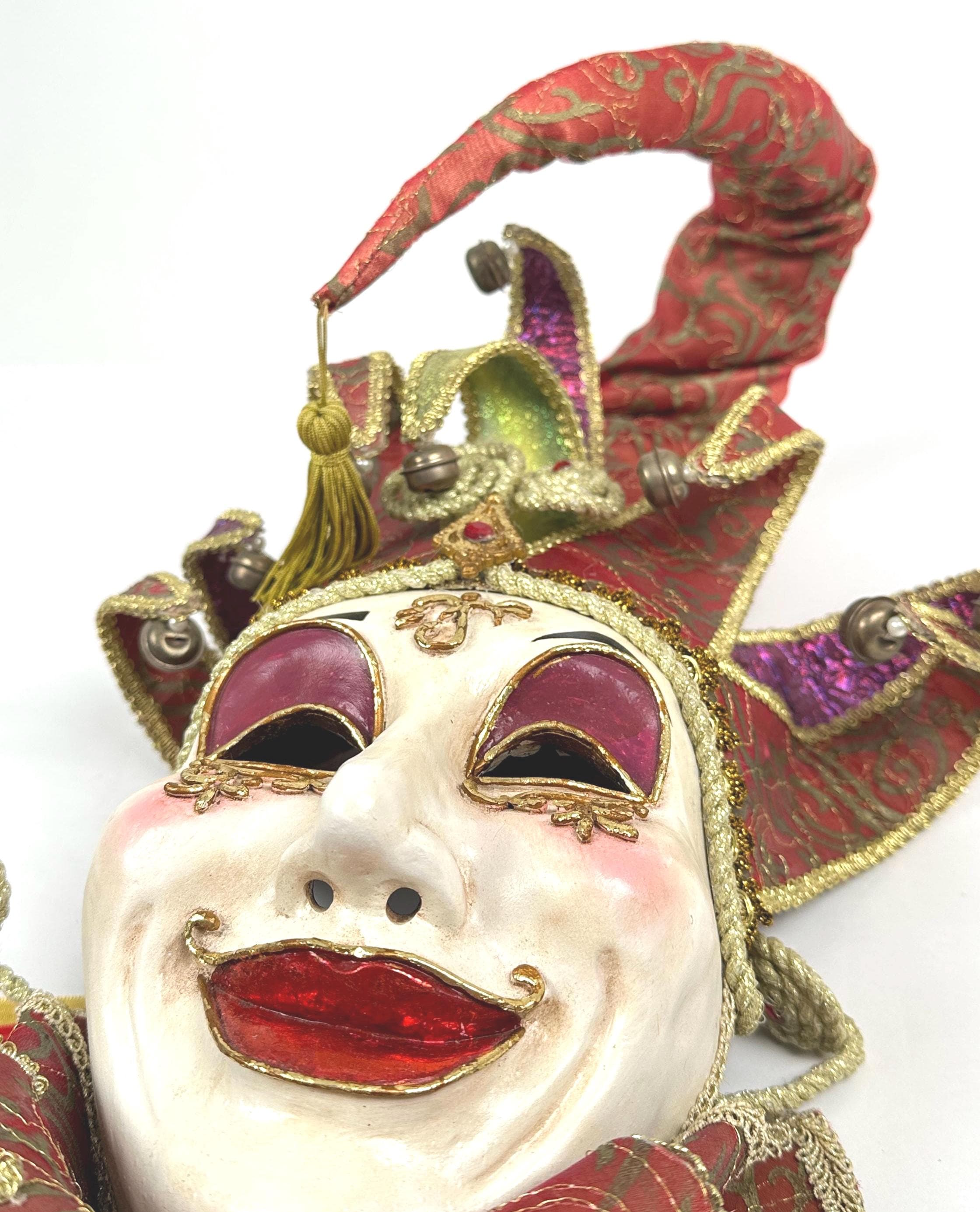 Vintage Hand Painted Venetian Jester Mask Wall Decor, Italian Harlequin ...