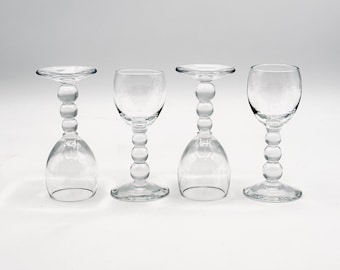 Vintage Imperial Glass Candlewick Clear Bubble Stem Cordial Glassware - Set of 4 - Elegant 1oz Ball Stem Glasses - Rare Collectible Barware