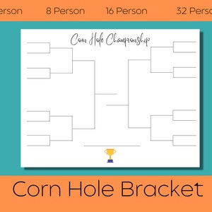 Corn Hole Bracket, Printable Bracket for Bean Bag Toss, Corn Hole Championship Bracket, Bracket Print for corn hole and bean bag toss,