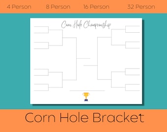 Corn Hole Bracket, Printable Bracket for Bean Bag Toss, Corn Hole Championship Bracket, Bracket Print for corn hole and bean bag toss,