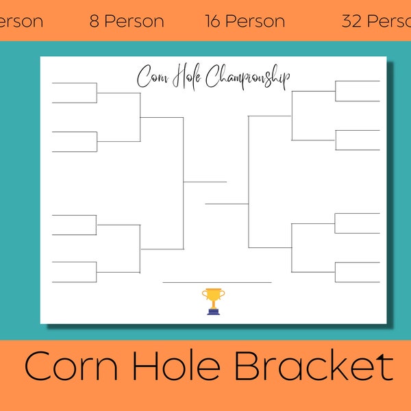 Corn Hole Bracket, Printable Bracket for Bean Bag Toss, Corn Hole Championship Bracket, Bracket Print for corn hole and bean bag toss,