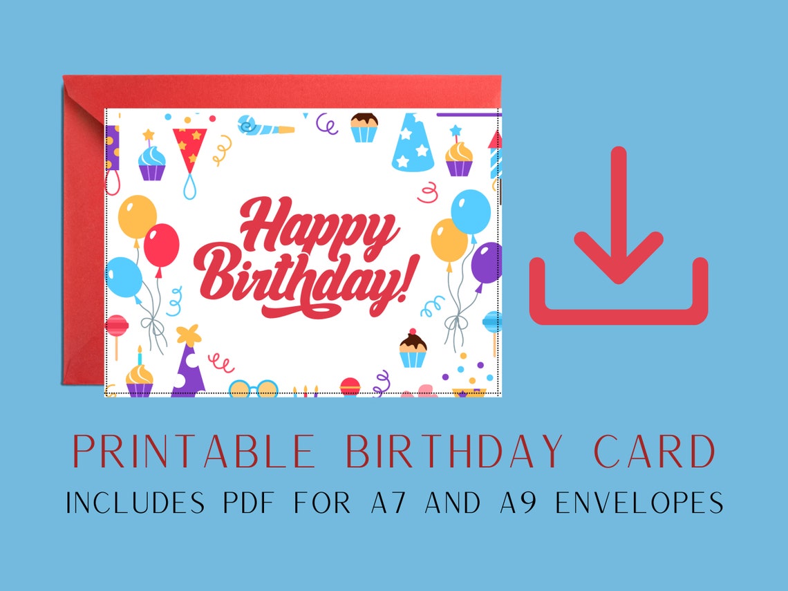 Printable Birthday Card With Greeting Inside, Printable Birthday Card ...