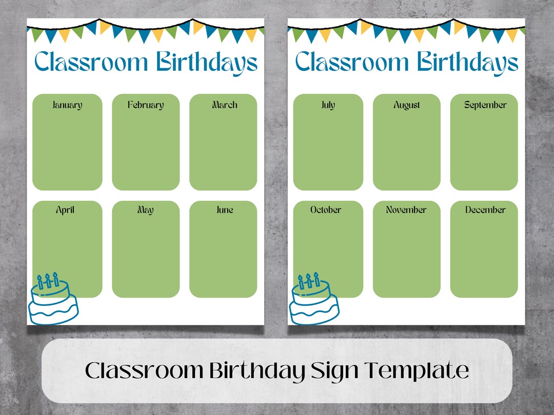 Classroom Birthday Sign Template, Children's Birthday Sign for ...