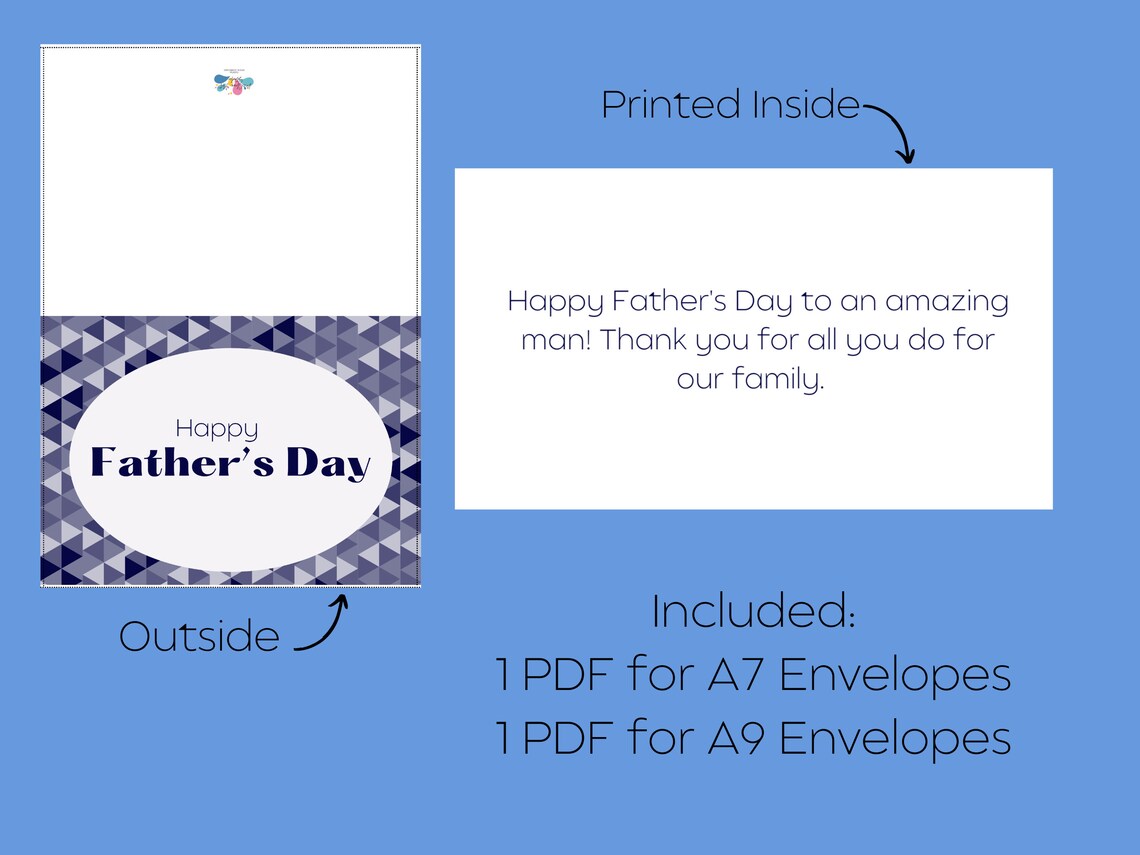 Printable Father's Day Card, Printable Card for Father's Day, Happy Father's Day Card, Printable ...