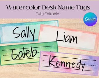 Classroom Desk Name Tag, Name tags for back to school, Watercolor Desk Name Tag for Classroom, Classroom Name Tags for Desks, Back to school