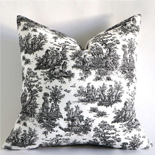 Pillow Cover Black and White Toile CHOOSE SIZE Farmhouse Etsy