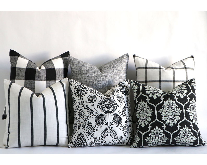 Black and White Modern Farmhouse Lumbar Throw Pillows 10 Etsy
