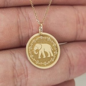 14K Gold Elephant Pendant For Women, Dainty Choker Necklace Elephant Charm, Delicate African Elephant Jewelry, Elephant Lover Necklace Gift
