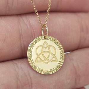14K Gold Triquetra Halskette, Dreifaltigkeitsknoten Anhänger, Irische Knoten Halskette, Triquetra Choker Halskette, keltisches Triquetra Symbol, Heilige Dreifaltigkeit