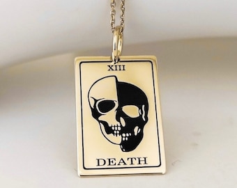 Memento Mori Skull Pendant, Gold Goth Necklace, Personalized Pendant, Stoic Necklace, Engraved Goth Charm, Black Enamel Skull Head Necklace