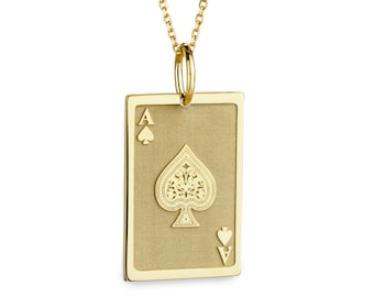 14K ゴールドネックレス ポーカーズ 14Kゴールド ポーカーペンダント | ツートントランプネックレス | 上品