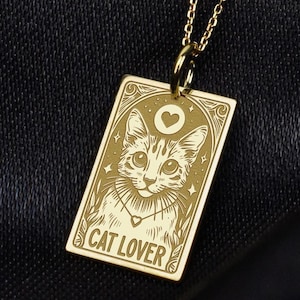 14K Gold Katzenliebhaber Halskette, zierlicher Haustier Liebhaber Schmuck, personalisierte Begleiter Tier Amulett, individuelles Geschenk für Katzenbesitzer, Katzen Mutter Halskette