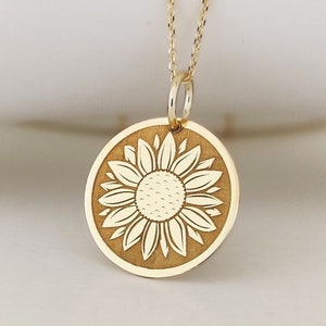 Sun Flower Charms, Gold SunFlower Pendant, Dainty Flower Charm, Small  Medallion Charm for Necklace Floral Flower Jewelry I-739