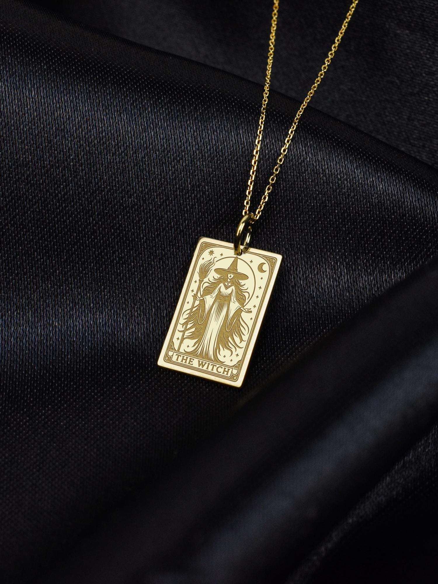 14K Gold the Witch Necklace for Women, Personalized Occult Jewelry ...