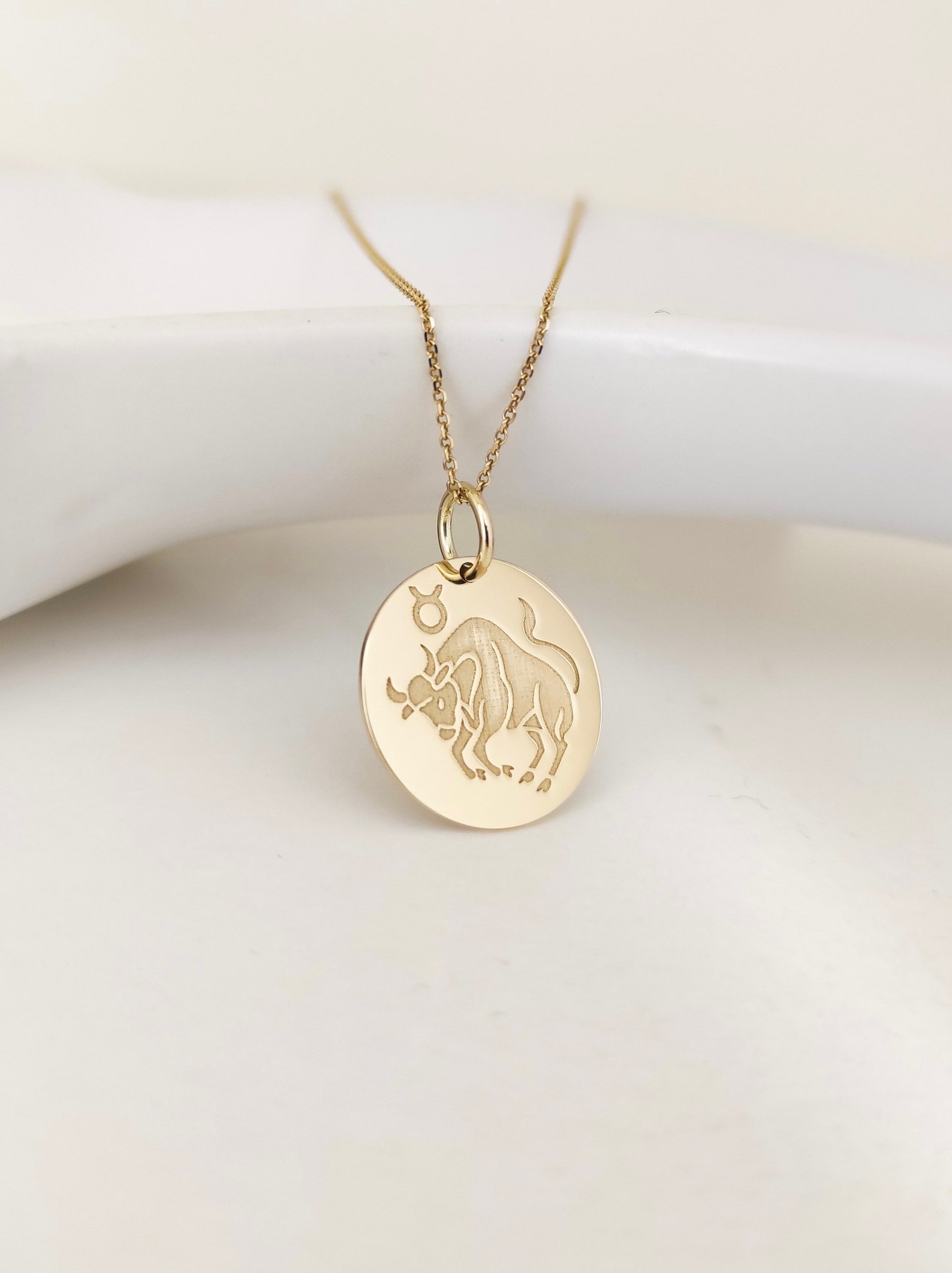 14K Gold Taurus Necklace Astrology Necklace Horoscope - Etsy
