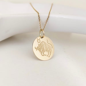 14K Gold Taurus Necklace Astrology Necklace Horoscope - Etsy