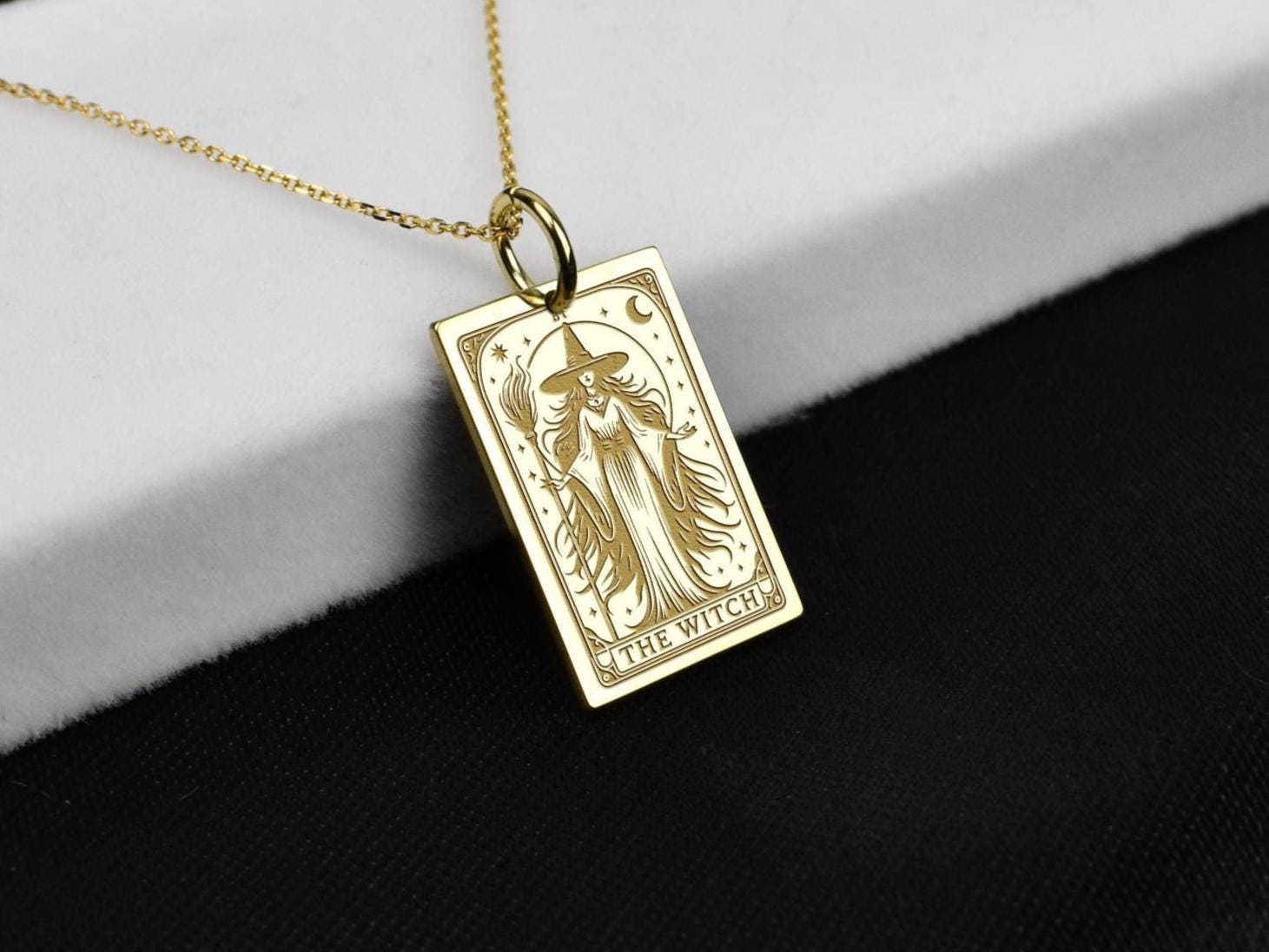 14K Gold the Witch Necklace for Women, Personalized Occult Jewelry ...