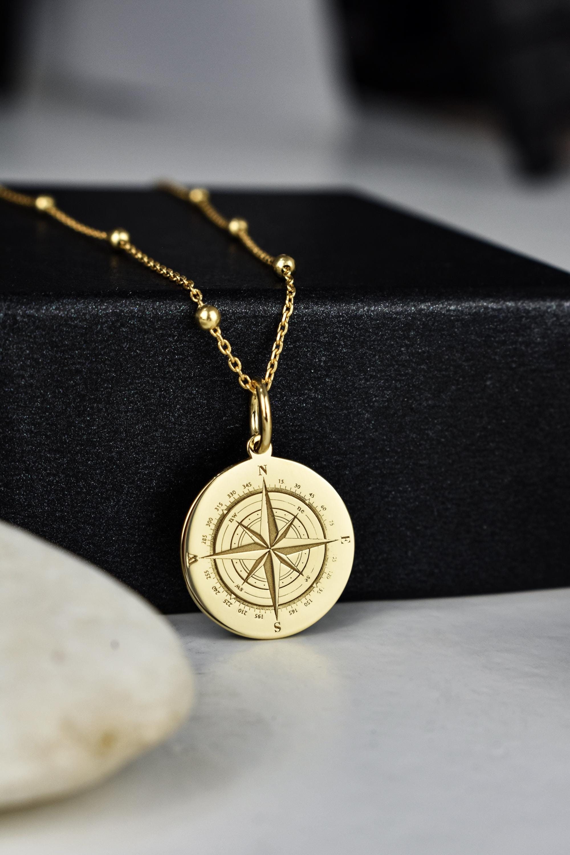 Gold Compass Necklace Graduation
