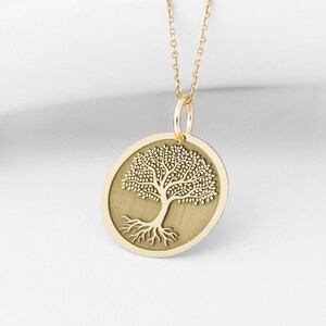14K Real Solid Gold Tree of Life Necklace, Family Tree Roots Pendant ...